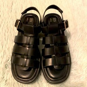 Black chunky platform sandals